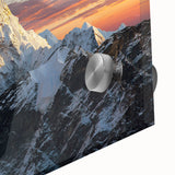Large abstract wall art depicting Mount Everest in muted earth tones on acrylic glass, ideal for dining room ambiance.
