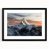 Abstract art print of Mount Everest in vibrant colors on a textured, extra large canvas, ideal for living room decor.