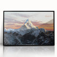Large abstract wall art depicting the Everest scenery in Nepal, framed in black acrylic, ideal for modern living room decor.