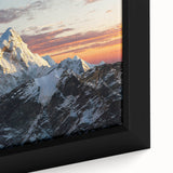 Extra large framed canvas featuring a textured depiction of Mount Everest in black with colorful accents.