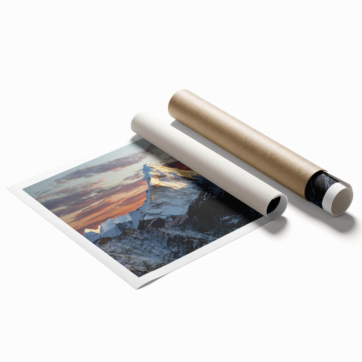 Extra large rolled print of Mount Everest in muted earth tones, ideal for classy bathroom wall art.