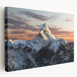 Large canvas print of Mount Everest in muted earth tones, ideal for kitchen wall art.