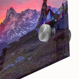 Large abstract wall art depicting a Nepal scenery in muted earth tones, printed on acrylic glass.