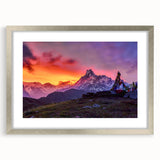 Textured art of abstract Himalayan landscape in muted earth tones on a silver-framed mat, suitable for bedroom decor.