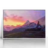 Framed acrylic print of a serene Nepalese landscape in soft pastel shades, ideal for modern art wall decor.