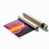 Extra large rolled print of a serene Nepalese landscape, featuring muted green and blue tones.