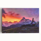 Black and white photograph of a scenic Nepalese landscape on large stretched canvas, ideal for kitchen wall art.