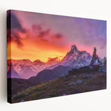 Large art depicting a serene Nepalese landscape on stretched canvas, ideal for kitchen wall art.
