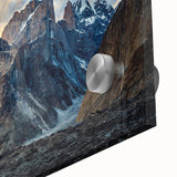 Large abstract wall art depicting a mid-century modernist scene of Pakistani scenery in muted earth tones on acrylic glass.