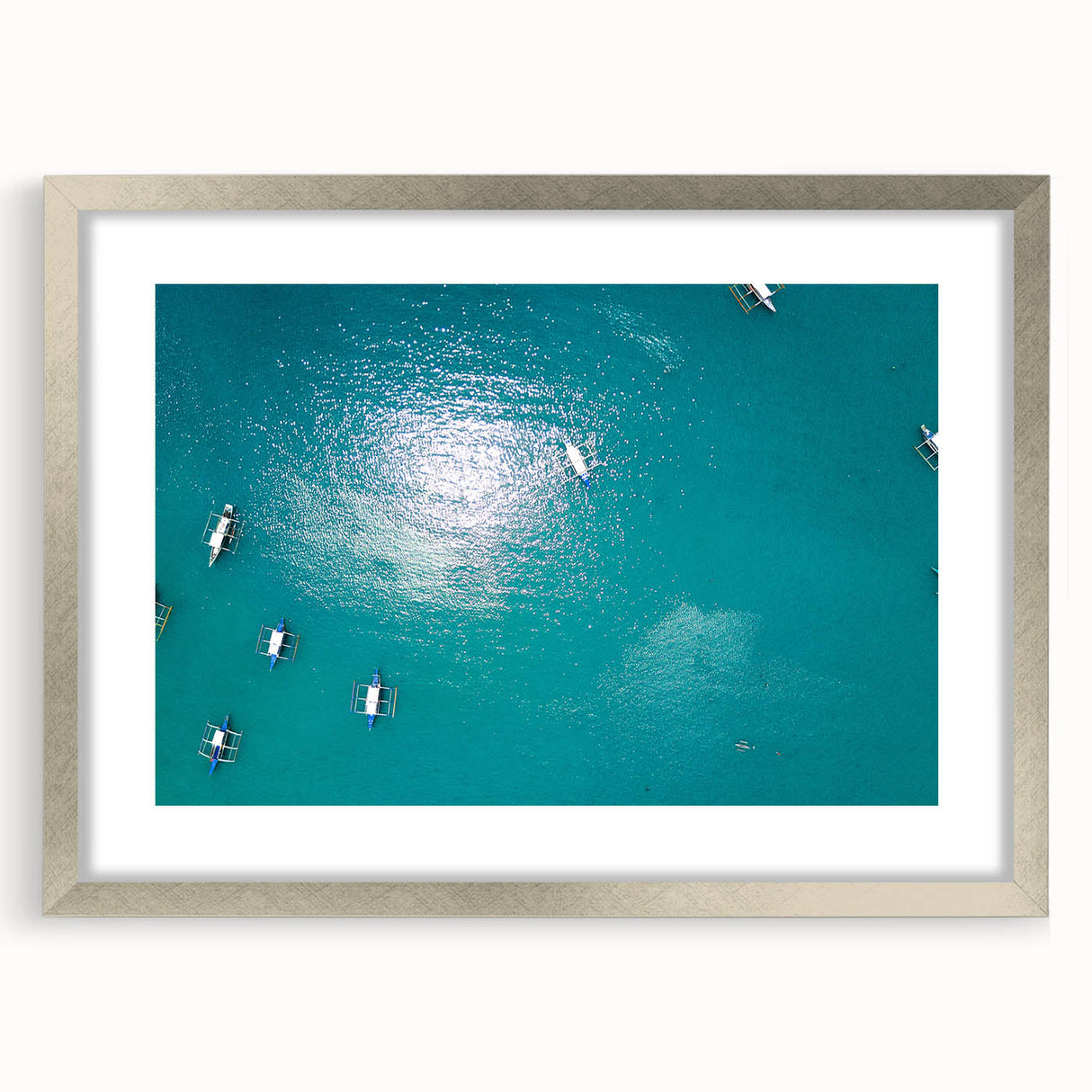Textured art print of an abstract Philippine landscape in muted earth tones on a framed silver mat.