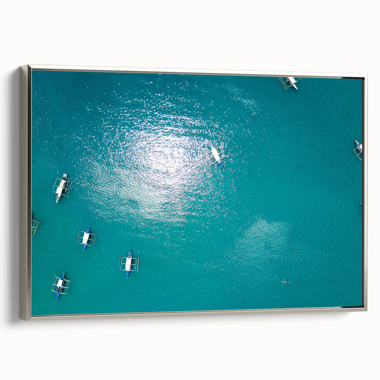 Framed canvas featuring a vintage-style landscape painting of a Philippine scenery in colorful and black tones.