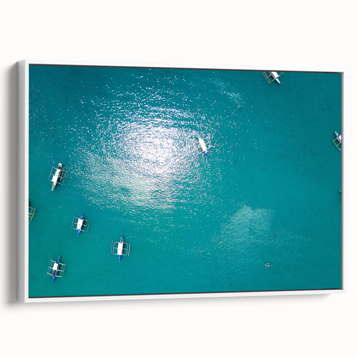 Vintage poster art of a Philippine scenery in vibrant colors on a framed canvas, ideal for living room decor.