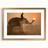 Extra large abstract art print depicting a textured scenery of Sri Lanka, in gold frame, suited for living room decor.