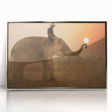 Mid-century modernist art depicting a serene Sri Lankan landscape in muted earth tones, framed acrylic.