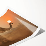 Extra large rolled print featuring line art flowers in muted tones, ideal for large living room wall decor.