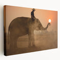 Large canvas print featuring a serene Sri Lankan landscape in soft green and blue tones, ideal for kitchen wall art.
