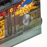 Large abstract wall art of Taiwan scenery in mid-century modernist style on acrylic glass, ideal for dining room ambiance.