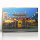 Framed acrylic print of a serene Taiwanese landscape in earthy green tones, ideal for modern art wall decor.