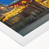 Art deco poster featuring a serene Taiwanese landscape in muted green and blue tones on rolled canvas.