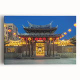 Large black and white stretched canvas featuring a Taiwanese landscape, ideal for kitchen wall art.
