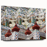 Large abstract wall art depicting the Bangkok skyline in vibrant twilight hues on acrylic glass.