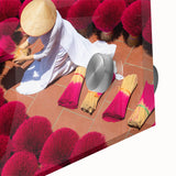 Large abstract wall art depicting a Vietnamese landscape in mid-century modernist style on acrylic glass.