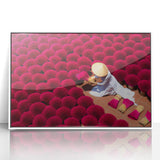 Framed acrylic print featuring a serene Vietnamese landscape in muted green and blue tones, ideal for modern art wall decor.