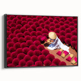 Black and white framed canvas of a Vietnamese landscape, ideal for bedroom wall art.