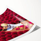 Extra large wall art featuring line art flowers in neutral tones on a rolled print, suitable for large living room decor.