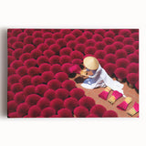 Black and white photograph of a Vietnamese landscape on a large stretched canvas, ideal for kitchen wall art.