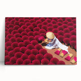 Black and white photograph of a Vietnamese landscape on stretched canvas, ideal for kitchen wall art or bedroom.