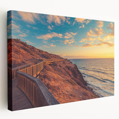 Large art print of Adelaide scenery in muted earth tones on stretched canvas, suitable for kitchen wall art.