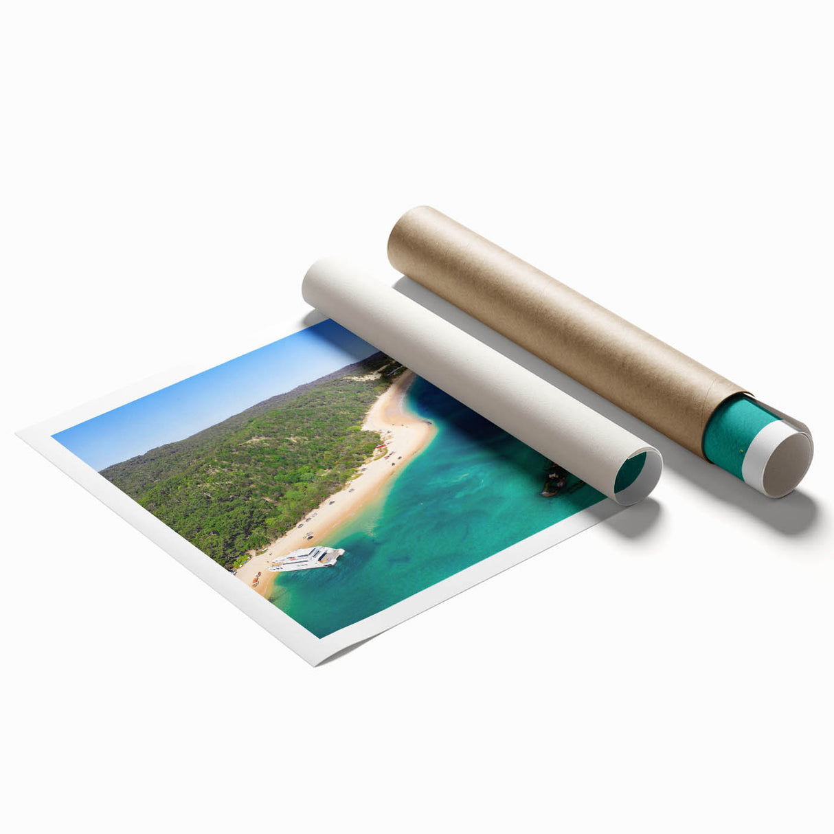 Extra large rolled print of Brisbane scenery with vibrant floral elements, ideal for classy bathroom wall art.