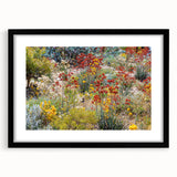 Extra large abstract art print depicting a colorful, textured scene of Perth, Australia on a black framed canvas.