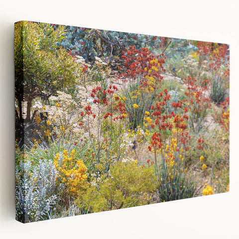 Large canvas print of Perth skyline in muted blue and gray tones, suitable for kitchen wall art.