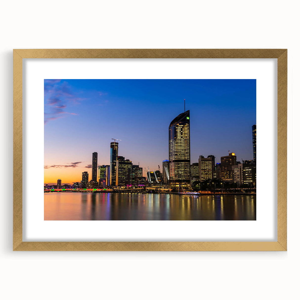 Abstract art print of Queensland scenery in muted earth tones on a framed canvas, suitable for dining room decor.