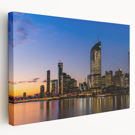 Large stretched canvas depicting a serene Queensland, Australia landscape in muted earth tones, ideal for kitchen wall art.