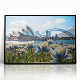 Large abstract wall art depicting the Sydney skyline in muted gray tones on a framed acrylic print.