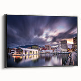 Black and white framed canvas of a Tasmanian landscape, ideal for bedroom wall art.