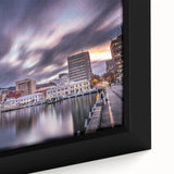 Extra large framed canvas featuring a textured depiction of Tasmania scenery in black with colorful art accents.