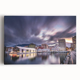 Black and white photograph of Tasmania scenery on stretched canvas, ideal for kitchen wall art.