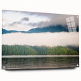 Acrylic print of a serene British Columbia landscape, featuring cool blue and green tones.