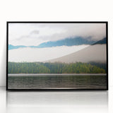Large abstract wall art of a British Columbia landscape in muted earth tones, framed in black acrylic.