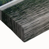 Large art depicting the British Columbia landscape in black and white on stretched canvas, suitable for bedroom wall decor.