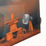 Mid-century modernist large abstract art print of Manitoba scenery on acrylic glass, ideal for dining room art.