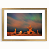 Extra large textured abstract art print of a Manitoba scenery in gold frame, suited for living room decor.