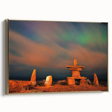 Framed canvas featuring a vintage-style landscape of Manitoba, Canada, with black and gold hues, ideal for bedroom wall art.