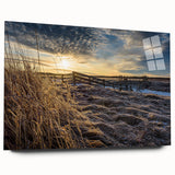 Acrylic glass print of New Brunswick scenery in muted earth tones, ideal for bedroom or dining room art.
