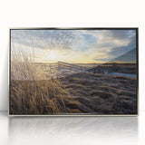 Mid-century modernist art depicting New Brunswick scenery in silver-toned acrylic, ideal for modern art wall decor.