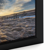Extra large framed canvas featuring a textured depiction of New Brunswick scenery in black with colorful accents.